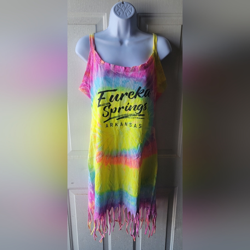 Tie Dye Dress With Fringe Eureka Springs Arkansas Size XL